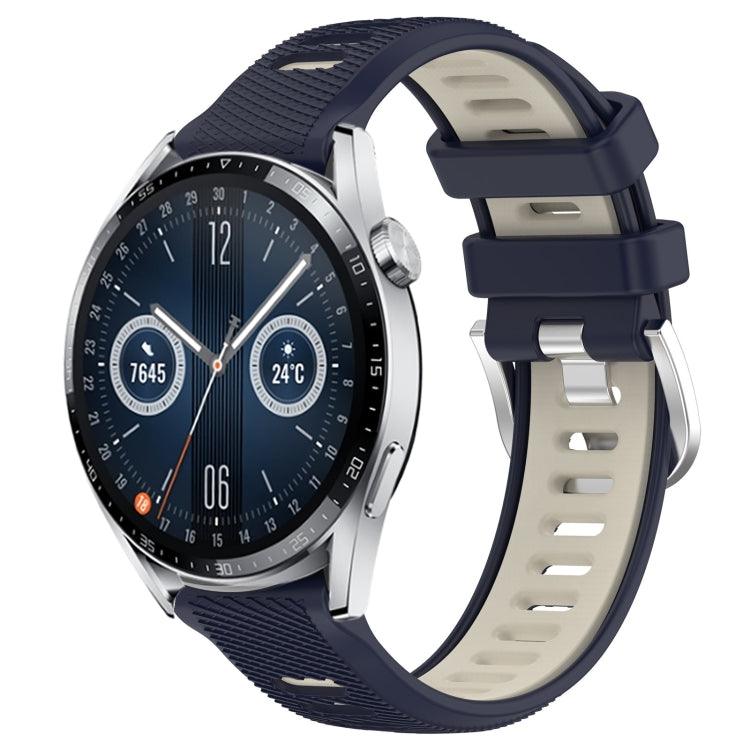 For Huawei Watch GT3 46mm 22mm Sports Two-Color Steel Buckle Silicone Watch Band(Midnight Blue+Starlight) - Smart Wear by PMC TechLife | Online Shopping South Africa | PMC TechLife