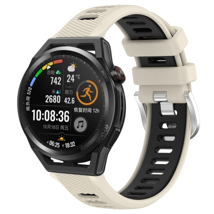 For Huawei Watch GT Runner 22mm Sports Two-Color Steel Buckle Silicone Watch Band(Starlight+Black) - Smart Wear by PMC TechLife | Online Shopping South Africa | PMC TechLife