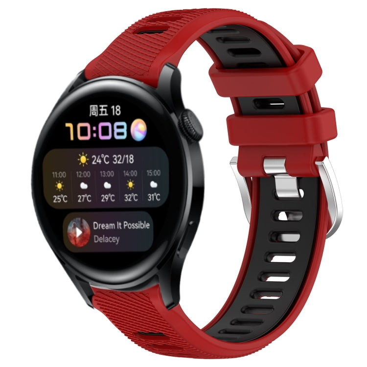 For Huawei Watch 3 22mm Sports Two-Color Steel Buckle Silicone Watch Band(Red+Black) - Smart Wear by PMC TechLife | Online Shopping South Africa | PMC TechLife