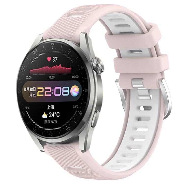 For Huawei Watch 3 Pro 22mm Sports Two-Color Steel Buckle Silicone Watch Band(Pink+White) - Smart Wear by PMC TechLife | Online Shopping South Africa | PMC TechLife