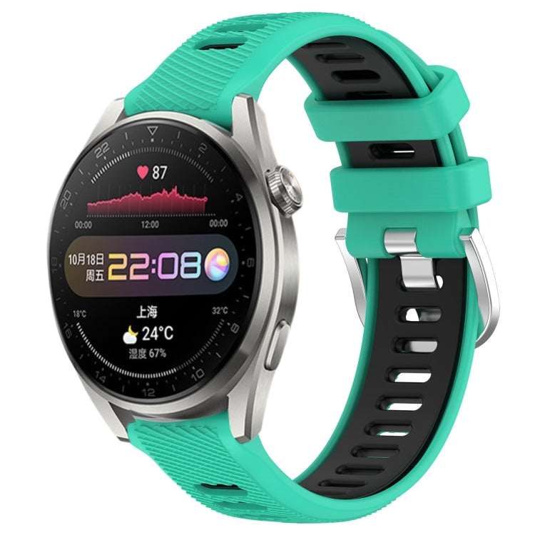 For Huawei Watch 3 Pro 22mm Sports Two-Color Steel Buckle Silicone Watch Band(Lake Blue+Black) - Smart Wear by PMC TechLife | Online Shopping South Africa | PMC TechLife