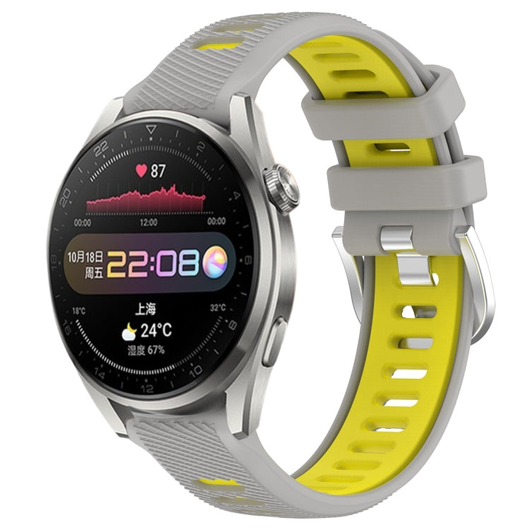 For Huawei Watch 3 Pro 22mm Sports Two-Color Steel Buckle Silicone Watch Band(Grey+Yellow) -  by PMC TechLife | Online Shopping South Africa | PMC TechLife