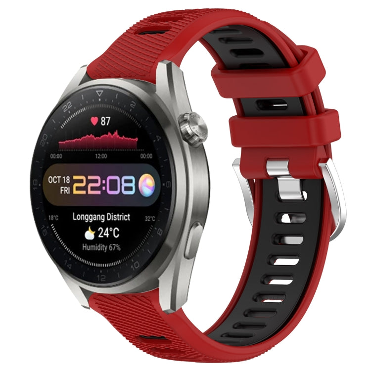 For Huawei Watch 3 Pro New 22mm Sports Two-Color Steel Buckle Silicone Watch Band(Red+Black) - Smart Wear by PMC TechLife | Online Shopping South Africa | PMC TechLife
