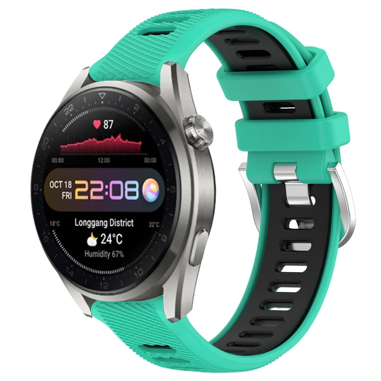 For Huawei Watch 3 Pro New 22mm Sports Two-Color Steel Buckle Silicone Watch Band(Lake Blue+Black) - Smart Wear by PMC TechLife | Online Shopping South Africa | PMC TechLife