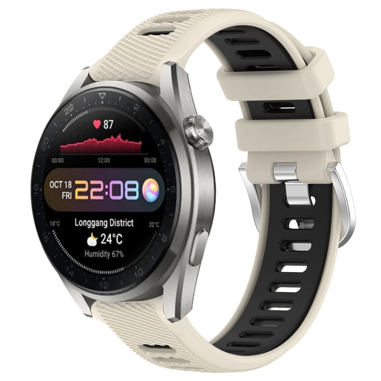 For Huawei Watch 3 Pro New 22mm Sports Two-Color Steel Buckle Silicone Watch Band(Starlight+Black) - Smart Wear by PMC TechLife | Online Shopping South Africa | PMC TechLife