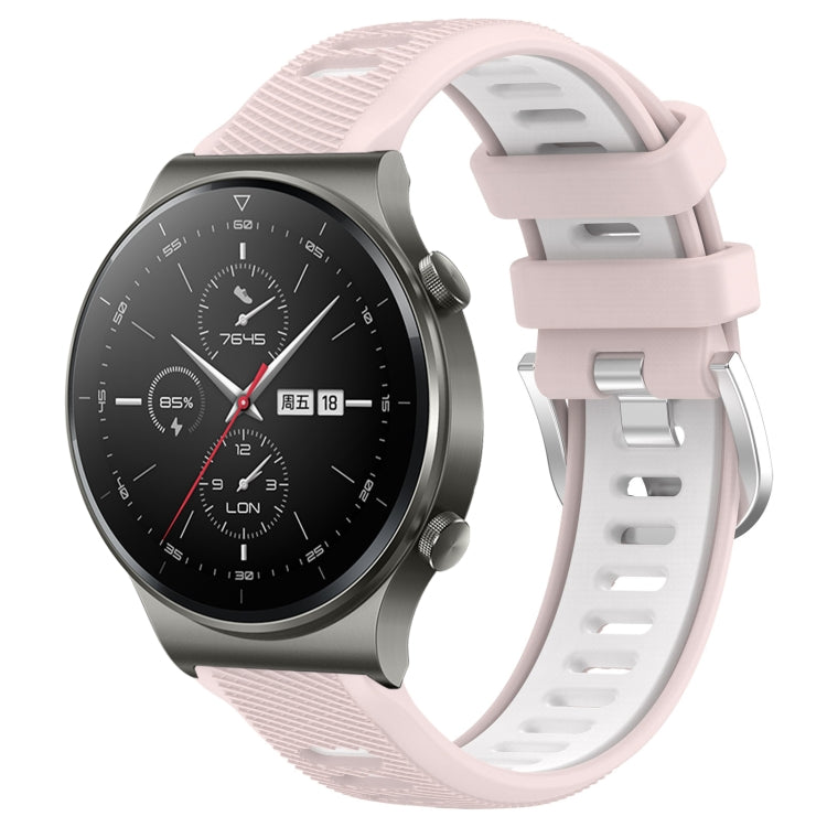 For Huawei GT2 Pro 22mm Sports Two-Color Steel Buckle Silicone Watch Band(Pink+White) - Smart Wear by PMC TechLife | Online Shopping South Africa | PMC TechLife