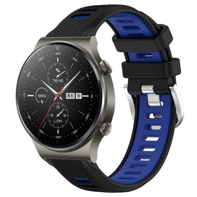 For Huawei GT2 Pro 22mm Sports Two-Color Steel Buckle Silicone Watch Band(Black+Blue) - Smart Wear by PMC TechLife | Online Shopping South Africa | PMC TechLife