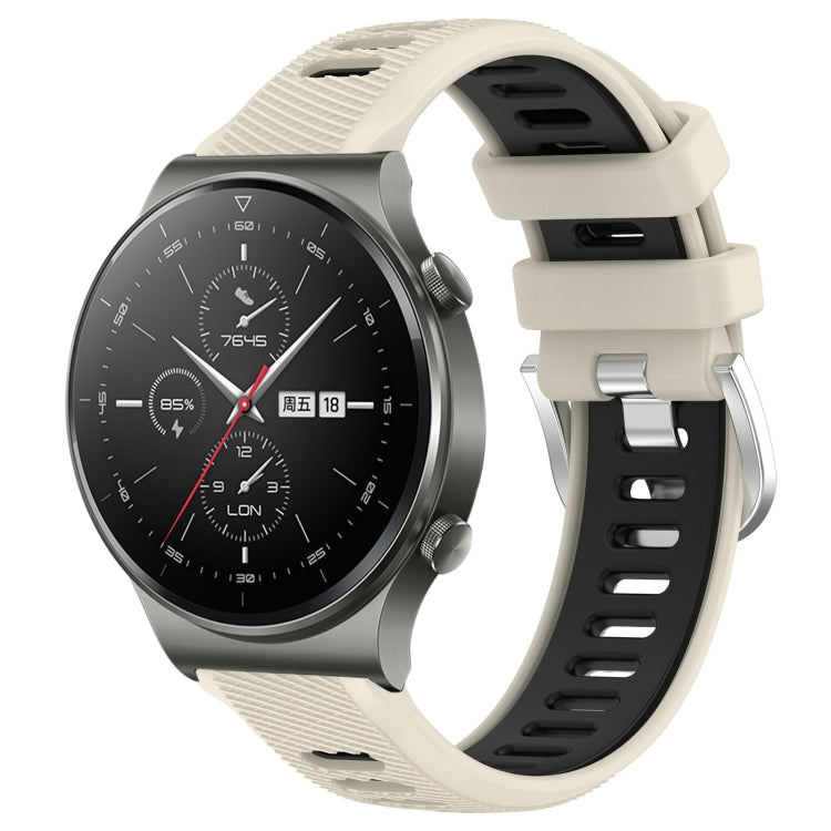 For Huawei GT2 Pro 22mm Sports Two-Color Steel Buckle Silicone Watch Band(Starlight+Black) - Smart Wear by PMC TechLife | Online Shopping South Africa | PMC TechLife