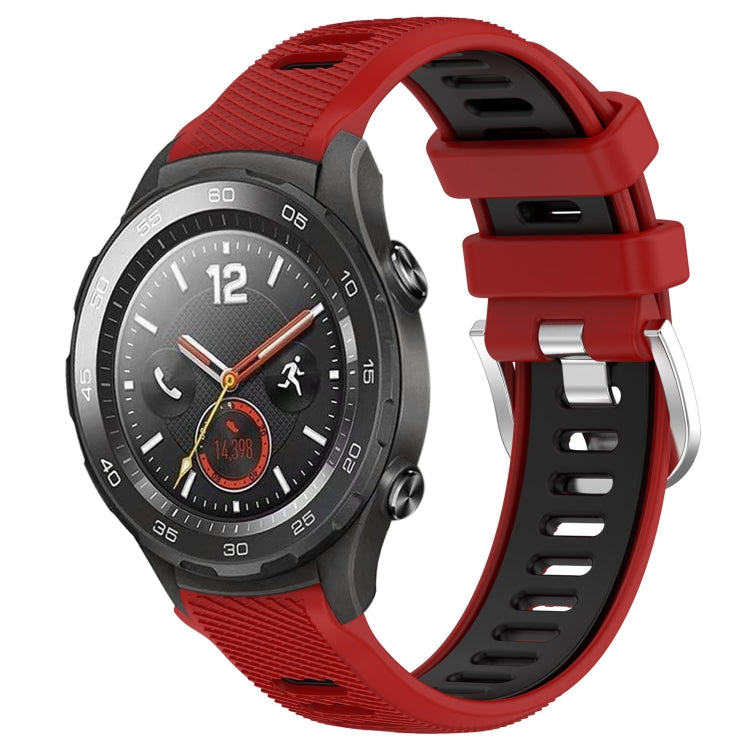 For Honor Magic Watch 2 46mm 22mm Sports Two-Color Steel Buckle Silicone Watch Band(Red+Black) - Smart Wear by PMC TechLife | Online Shopping South Africa | PMC TechLife
