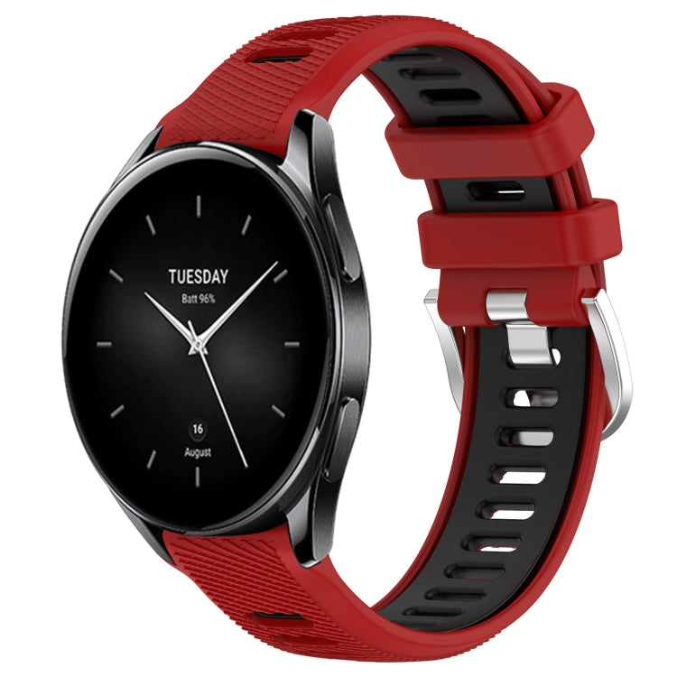 For Xiaomi Watch S2 42mm 22mm Sports Two-Color Steel Buckle Silicone Watch Band(Red+Black) - Smart Wear by PMC TechLife | Online Shopping South Africa | PMC TechLife