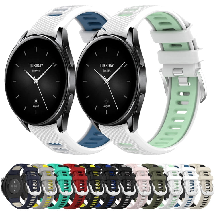 For Xiaomi MI Watch S1 Pro 22mm Sports Two-Color Steel Buckle Silicone Watch Band(Starlight+Black) - Smart Wear by PMC TechLife | Online Shopping South Africa | PMC TechLife