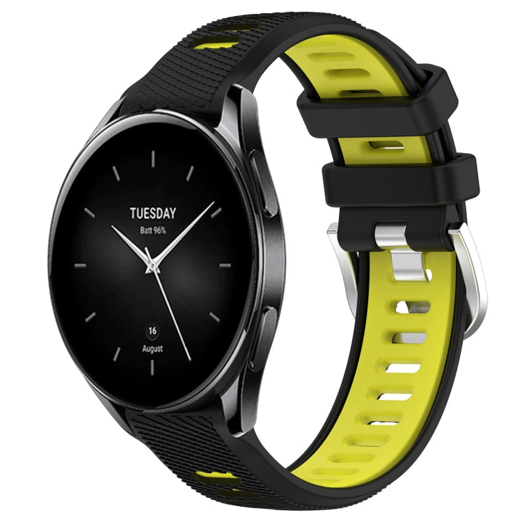 For Xiaomi Watch S2 46mm 22mm Sports Two-Color Steel Buckle Silicone Watch Band(Black+Lime Green) - Smart Wear by PMC TechLife | Online Shopping South Africa | PMC TechLife