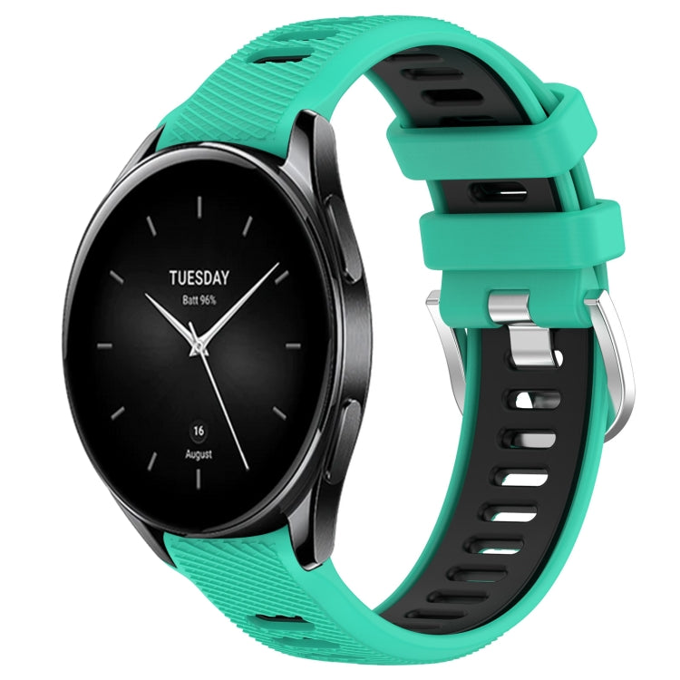 For Xiaomi Watch S2 46mm 22mm Sports Two-Color Steel Buckle Silicone Watch Band(Lake Blue+Black) - Smart Wear by PMC TechLife | Online Shopping South Africa | PMC TechLife