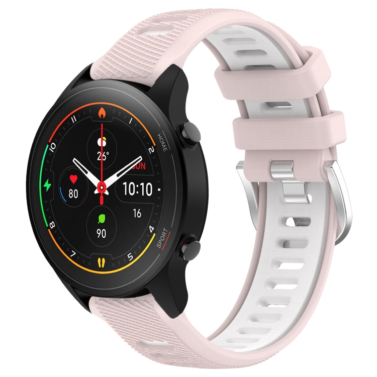 For Xiaomi MI Watch S1 Pro 22mm Sports Two-Color Steel Buckle Silicone Watch Band(Pink+White) - Smart Wear by PMC TechLife | Online Shopping South Africa | PMC TechLife