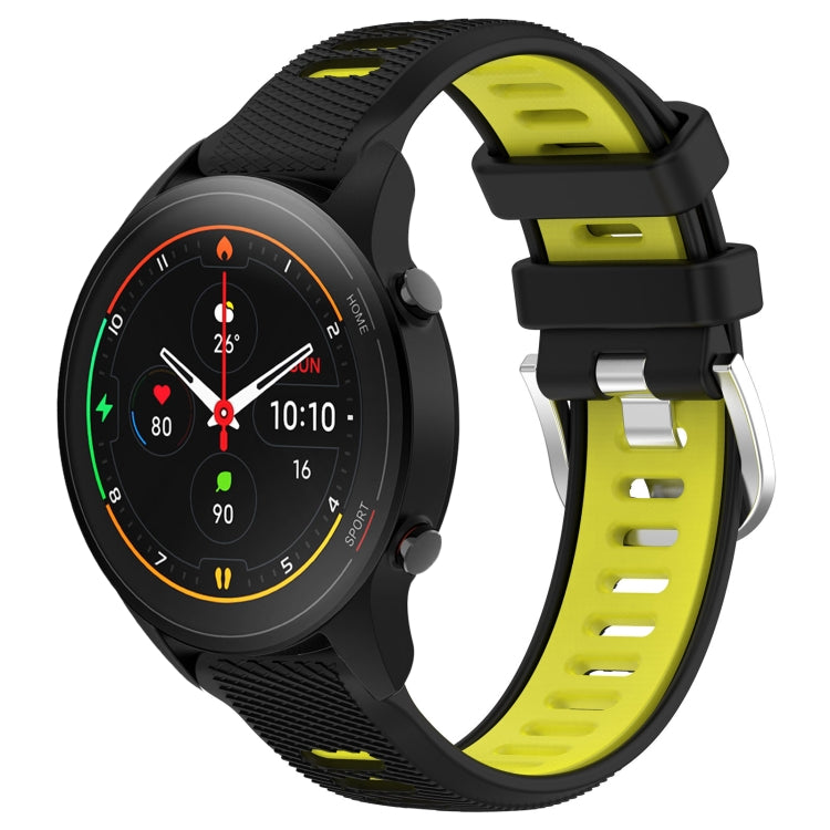 For Xiaomi MI Watch S1 Pro 22mm Sports Two-Color Steel Buckle Silicone Watch Band(Black+Lime Green) - Smart Wear by PMC TechLife | Online Shopping South Africa | PMC TechLife