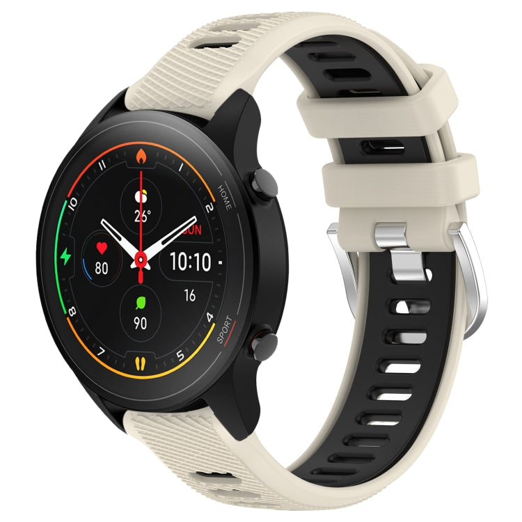 For Xiaomi MI Watch S1 Pro 22mm Sports Two-Color Steel Buckle Silicone Watch Band(Starlight+Black) - Smart Wear by PMC TechLife | Online Shopping South Africa | PMC TechLife