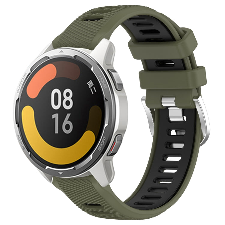 For Xiaomi Watch S1 Active 22mm Sports Two-Color Steel Buckle Silicone Watch Band(Army Green+Black) - Smart Wear by PMC TechLife | Online Shopping South Africa | PMC TechLife