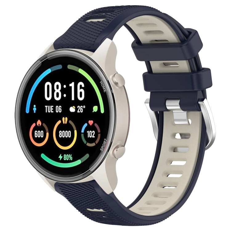 For Xiaomi MI Watch Color 2 22mm Sports Two-Color Steel Buckle Silicone Watch Band(Midnight Blue+Starlight) - Watch Bands by PMC TechLife | Online Shopping South Africa | PMC TechLife