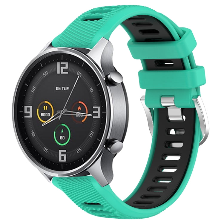 For Xiaomi MI Watch Sport 22mm Sports Two-Color Steel Buckle Silicone Watch Band(Lake Blue+Black) - Smart Wear by PMC TechLife | Online Shopping South Africa | PMC TechLife