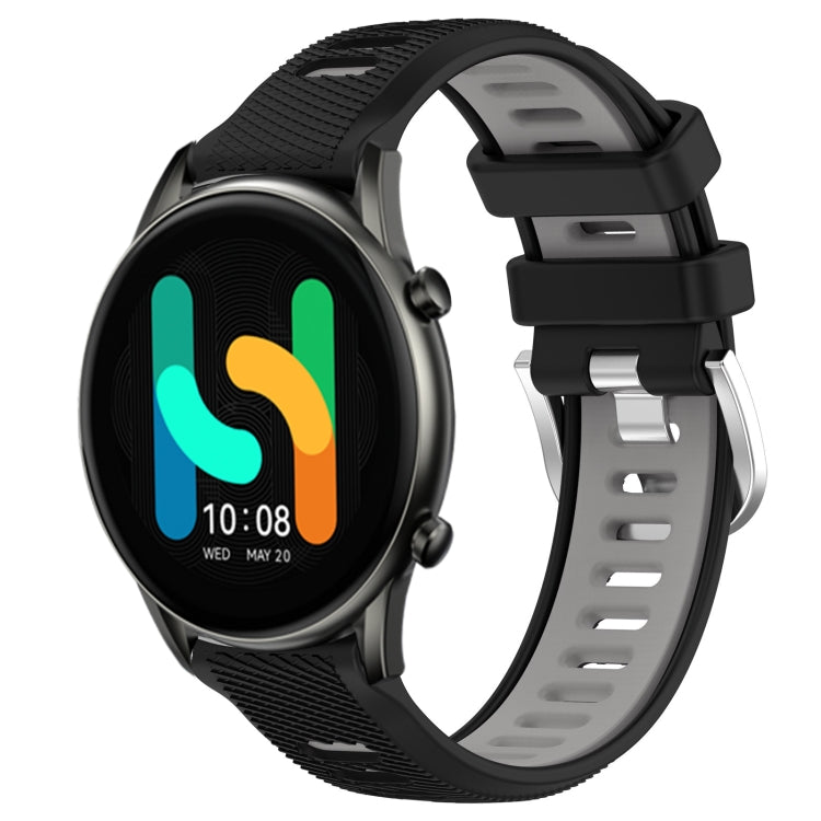 For Xiaomi MI Watch Color 22mm Sports Two-Color Steel Buckle Silicone Watch Band(Black+Grey) - Smart Wear by PMC TechLife | Online Shopping South Africa | PMC TechLife