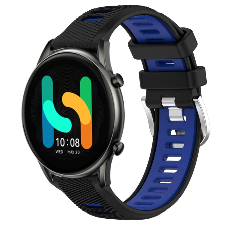 For Xiaomi MI Watch Color 22mm Sports Two-Color Steel Buckle Silicone Watch Band(Black+Blue) - Smart Wear by PMC TechLife | Online Shopping South Africa | PMC TechLife