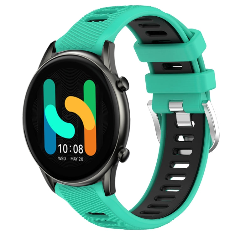 For Xiaomi MI Watch Color 22mm Sports Two-Color Steel Buckle Silicone Watch Band(Lake Blue+Black) - Smart Wear by PMC TechLife | Online Shopping South Africa | PMC TechLife