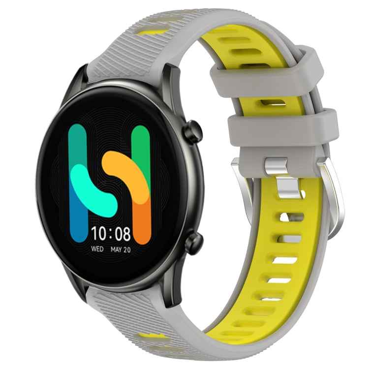 For Xiaomi MI Watch Color 22mm Sports Two-Color Steel Buckle Silicone Watch Band(Grey+Yellow) - Smart Wear by PMC TechLife | Online Shopping South Africa | PMC TechLife
