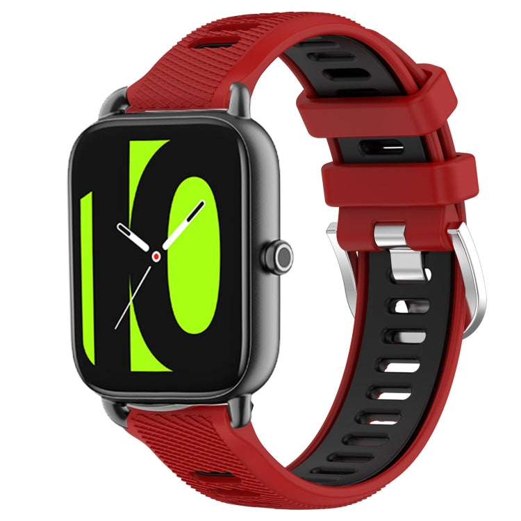 For Xiaomi Haylou RT2 LS10 22mm Sports Two-Color Steel Buckle Silicone Watch Band(Red+Black) - Smart Wear by PMC TechLife | Online Shopping South Africa | PMC TechLife