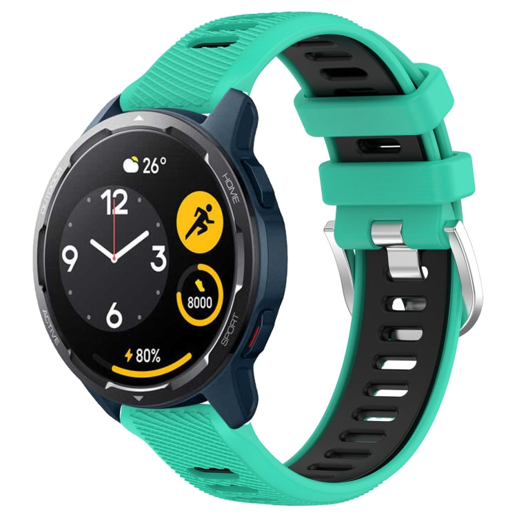 For  Xiaomi Haylou RS4 LS12 22mm Sports Two-Color Steel Buckle Silicone Watch Band(Lake Blue+Black) - Smart Wear by PMC TechLife | Online Shopping South Africa | PMC TechLife
