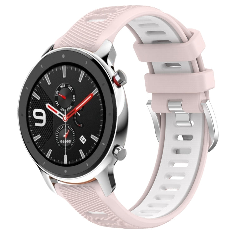 For Amazfit GTR 4 22mm Cross Texture Two Color Silicone Steel Buckle Watch Band(Pink+White) -  by PMC TechLife | Online Shopping South Africa | PMC TechLife