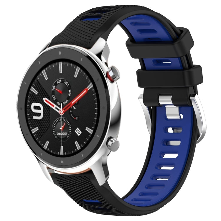 For Amazfit GTR 4 22mm Cross Texture Two Color Silicone Steel Buckle Watch Band(Black+Blue) - Smart Wear by PMC TechLife | Online Shopping South Africa | PMC TechLife
