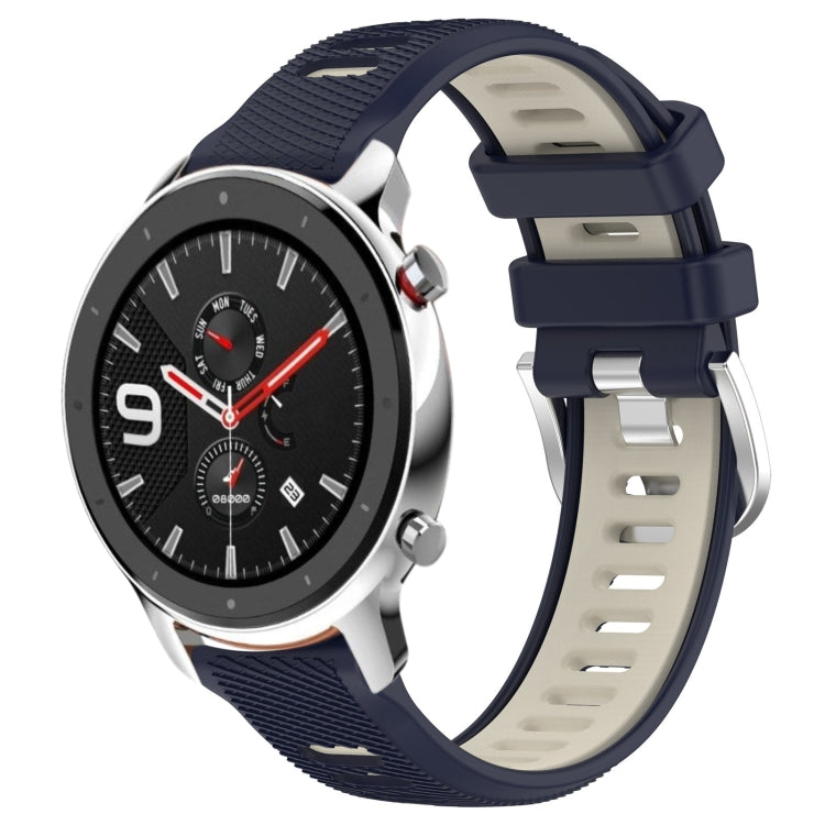 For Amazfit GTR 4 22mm Cross Texture Two Color Silicone Steel Buckle Watch Band(Midnight Blue + Starlight) -  by PMC TechLife | Online Shopping South Africa | PMC TechLife