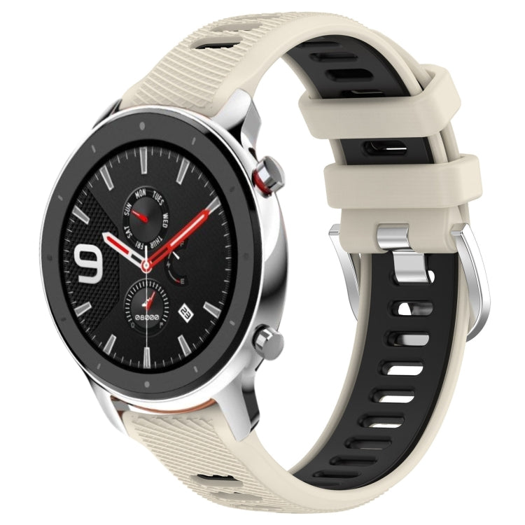 For Amazfit GTR 4 22mm Cross Texture Two Color Silicone Steel Buckle Watch Band(Starlight+Black) -  by PMC TechLife | Online Shopping South Africa | PMC TechLife