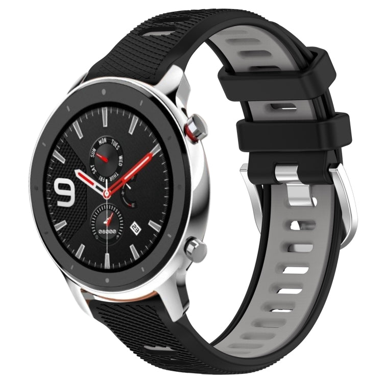 For Amazfit GTR 4 Pro 22mm Cross Texture Two Color Silicone Steel Buckle Watch Band(Black+Grey) - Smart Wear by PMC TechLife | Online Shopping South Africa | PMC TechLife