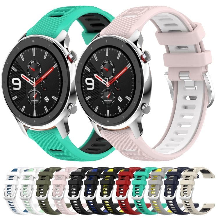 For Amazfit GTR 4 Pro 22mm Cross Texture Two Color Silicone Steel Buckle Watch Band(Black+Blue) - Smart Wear by PMC TechLife | Online Shopping South Africa | PMC TechLife