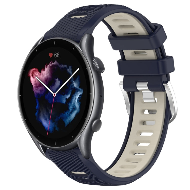 For Amazfit GTR 3 22mm Cross Texture Two Color Silicone Steel Buckle Watch Band(Midnight Blue + Starlight) -  by PMC TechLife | Online Shopping South Africa | PMC TechLife