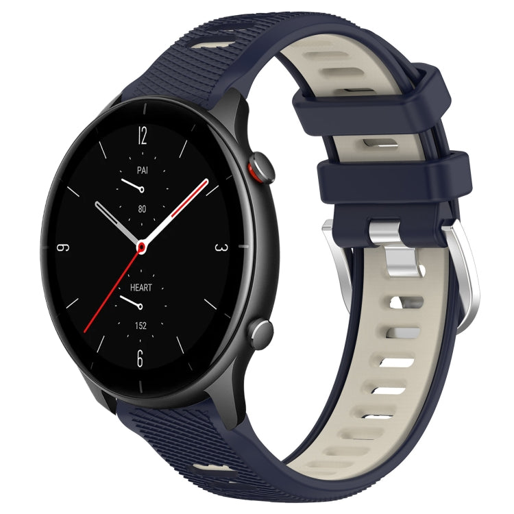 For Amazfit GTR 2e 22mm Cross Texture Two Color Silicone Steel Buckle Watch Band(Midnight Blue + Starlight) - Smart Wear by PMC TechLife | Online Shopping South Africa | PMC TechLife
