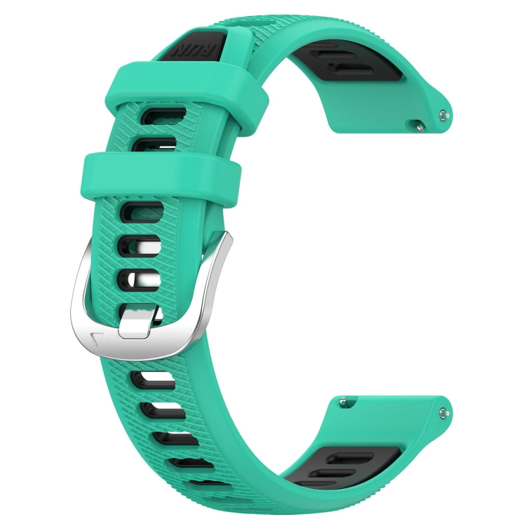 For Amazfit GTR 2 22mm Cross Texture Two Color Silicone Steel Buckle Watch Band(Lake Blue+Black) - Smart Wear by PMC TechLife | Online Shopping South Africa | PMC TechLife