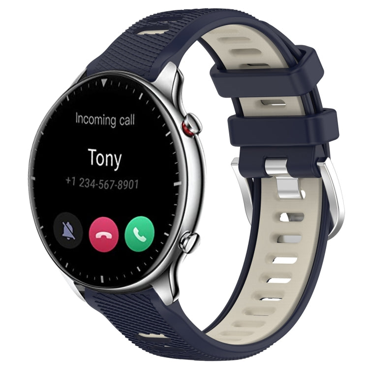 For Amazfit GTR 2 22mm Cross Texture Two Color Silicone Steel Buckle Watch Band(Midnight Blue + Starlight) -  by PMC TechLife | Online Shopping South Africa | PMC TechLife