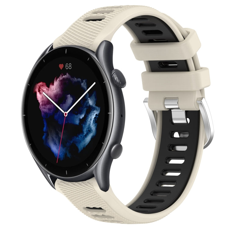 For Amazfit 3 22mm Cross Texture Two Color Silicone Steel Buckle Watch Band(Starlight+Black) -  by PMC TechLife | Online Shopping South Africa | PMC TechLife