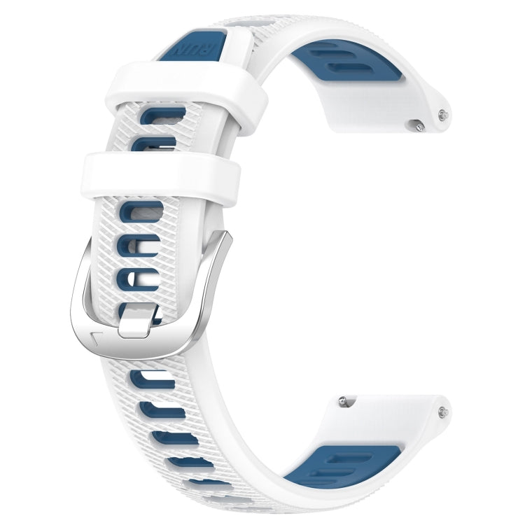 For Amazfit GTR 47mm 22mm Cross Texture Two Color Silicone Steel Buckle Watch Band(White+Blue) - Smart Wear by PMC TechLife | Online Shopping South Africa | PMC TechLife