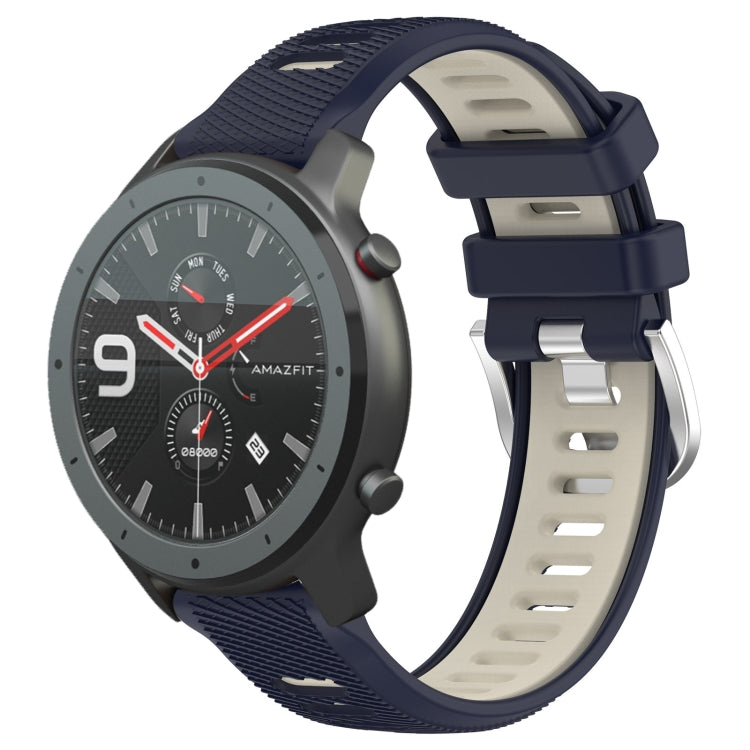 For Amazfit GTR 47mm 22mm Cross Texture Two Color Silicone Steel Buckle Watch Band(Midnight Blue + Starlight) -  by PMC TechLife | Online Shopping South Africa | PMC TechLife