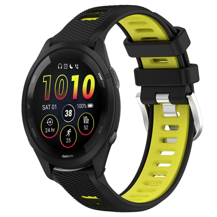 For Garmin Forerunner 265 22mm Sports Two-Color Steel Buckle Silicone Watch Band(Black+Lime Green) - Smart Wear by PMC TechLife | Online Shopping South Africa | PMC TechLife