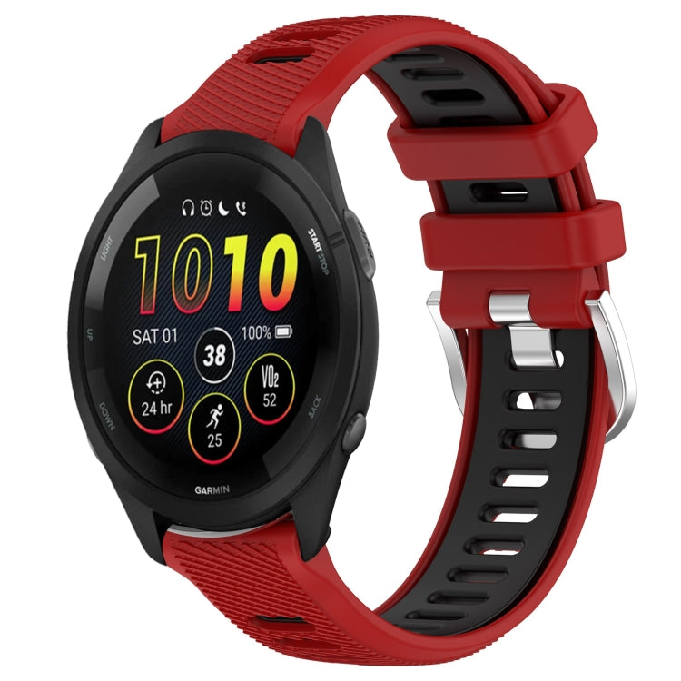 For Garmin Forerunner 265 22mm Sports Two-Color Steel Buckle Silicone Watch Band(Red+Black) -  by PMC TechLife | Online Shopping South Africa | PMC TechLife