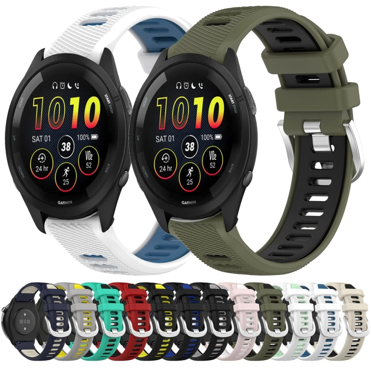 For Garmin Forerunner 255 22mm Sports Two-Color Steel Buckle Silicone Watch Band(Black+Grey) - Smart Wear by PMC TechLife | Online Shopping South Africa | PMC TechLife