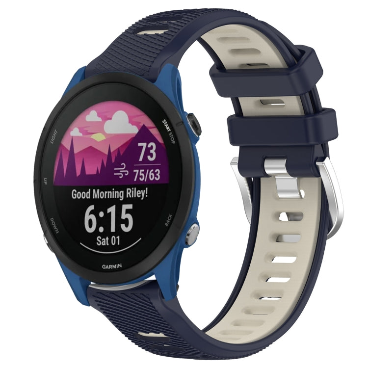 For Garmin Forerunner 255 22mm Sports Two-Color Steel Buckle Silicone Watch Band(Midnight Blue+Starlight) - Smart Wear by PMC TechLife | Online Shopping South Africa | PMC TechLife