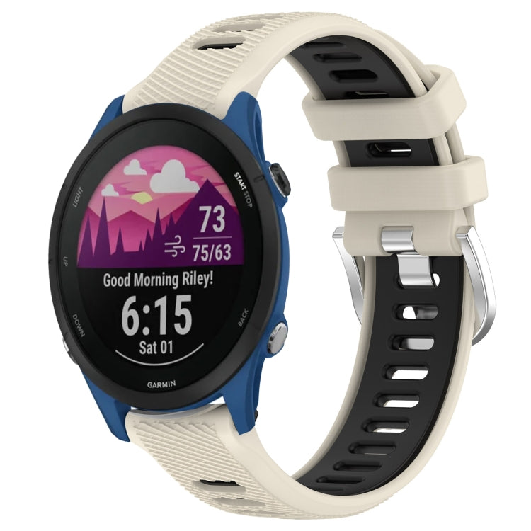 For Garmin Forerunner 255 22mm Sports Two-Color Steel Buckle Silicone Watch Band(Starlight+Black) - Smart Wear by PMC TechLife | Online Shopping South Africa | PMC TechLife