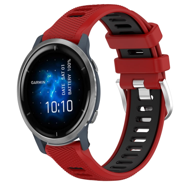 For Garmin Venu 2 22mm Sports Two-Color Steel Buckle Silicone Watch Band(Red+Black) - Smart Wear by PMC TechLife | Online Shopping South Africa | PMC TechLife