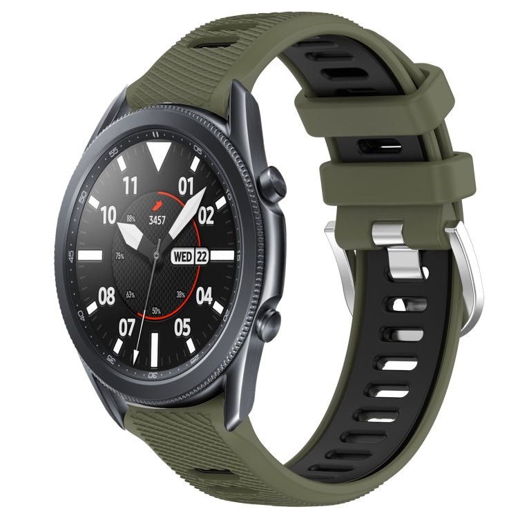 For Samsung Galaxy Watch3 45mm 22mm Sports Two-Color Steel Buckle Silicone Watch Band(Army Green+Black) - Smart Wear by PMC TechLife | Online Shopping South Africa | PMC TechLife