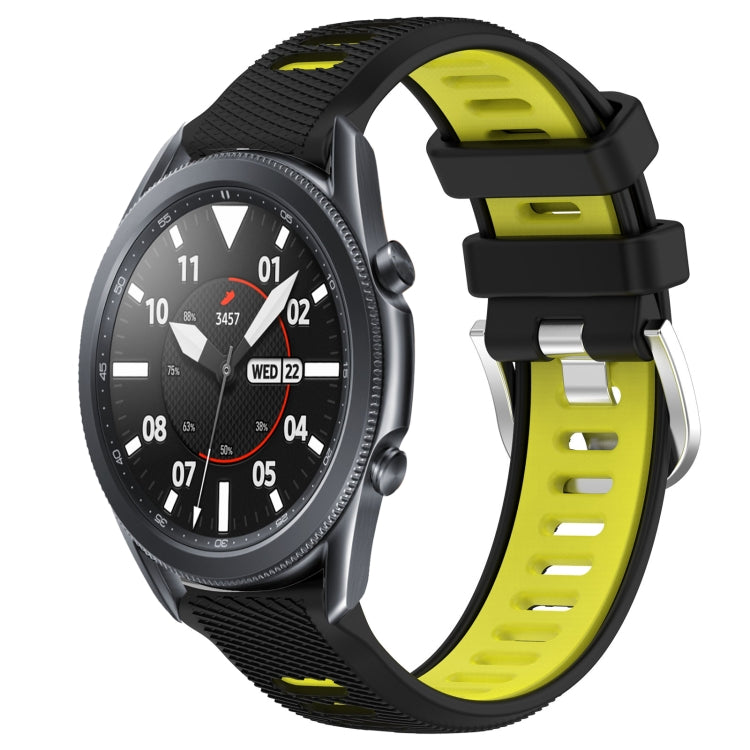 For Samsung Galaxy Watch3 45mm 22mm Sports Two-Color Steel Buckle Silicone Watch Band(Black+Lime Green) - Smart Wear by PMC TechLife | Online Shopping South Africa | PMC TechLife